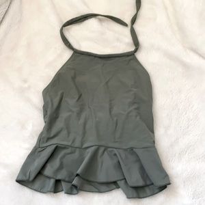 Janela bay tanking ruffle swimsuit top olive green xs